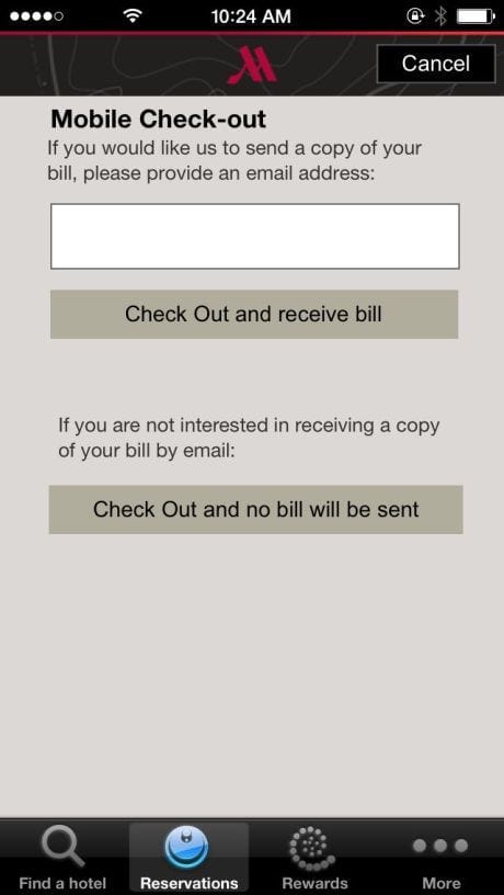 Marriott: Check-out per App