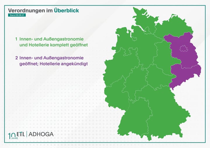 Überblick über den Öffnungsstand der Gastronomie und Hotellerie in den Bundesländern