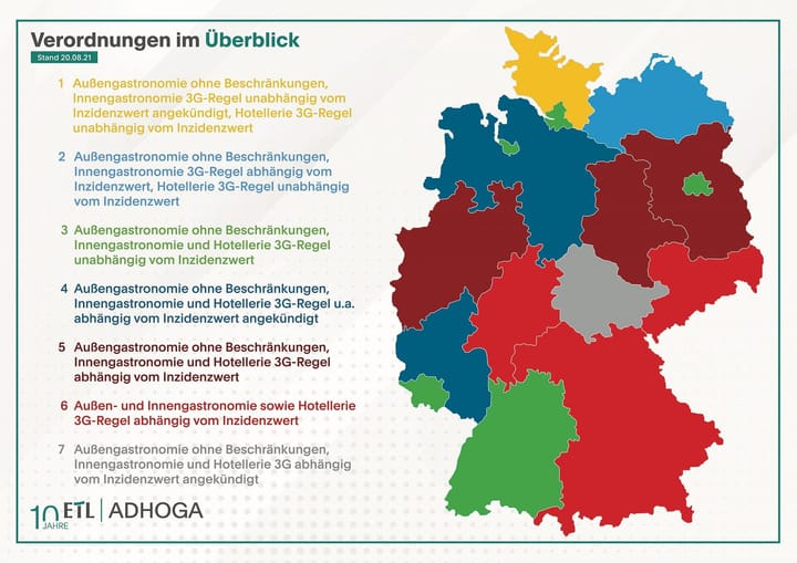 Flickenteppich statt Planungssicherheit: Infografik zu 3G-Regelungen in Hotellerie und Gastronomie