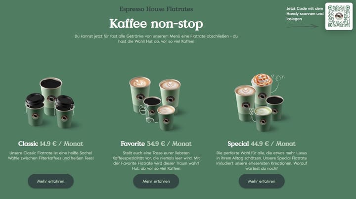 Neue Impulse für das Kaffee-Geschäft: Flatrates und Haupt-Nachfrage am Nachmittag